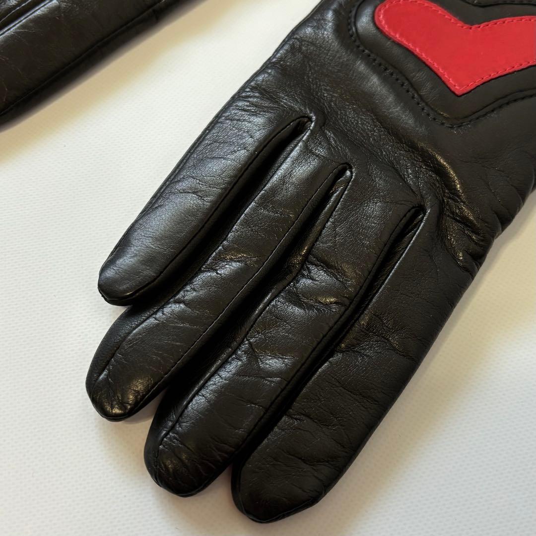 未使用 BOUTIQUE MOSCHINO モスキーノ レザー手袋 イタリア製