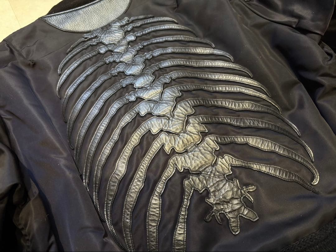 【名作】アンダーカバー 13AW 骨レザーパッチ MA-1 ブラック サイズ3