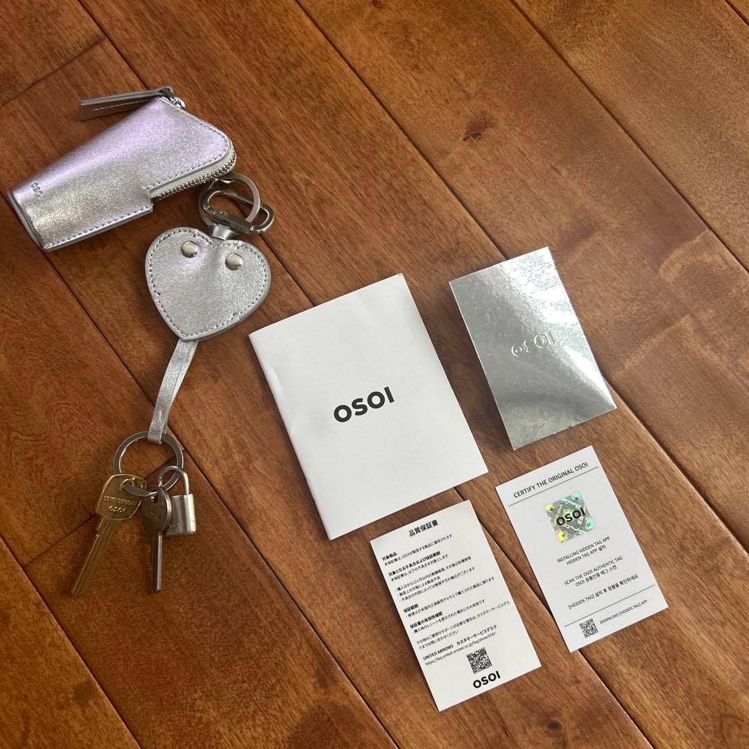 新品UNITEDARROWS OSOIシルバー ハート型キーリング付きキーケース
