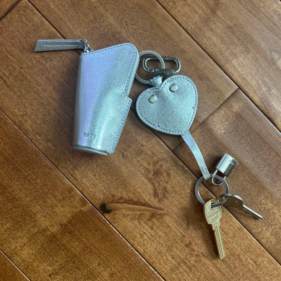 新品UNITEDARROWS OSOIシルバー ハート型キーリング付きキーケース