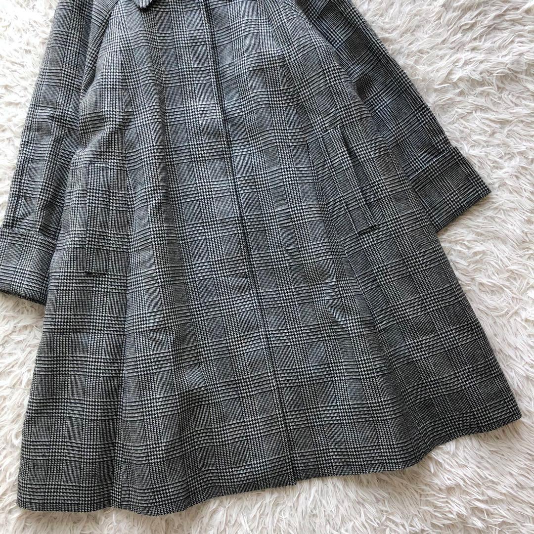 【現行 極美品】ロイスクレヨン　ロングコート　黒白　グレンチェック　総柄　比翼