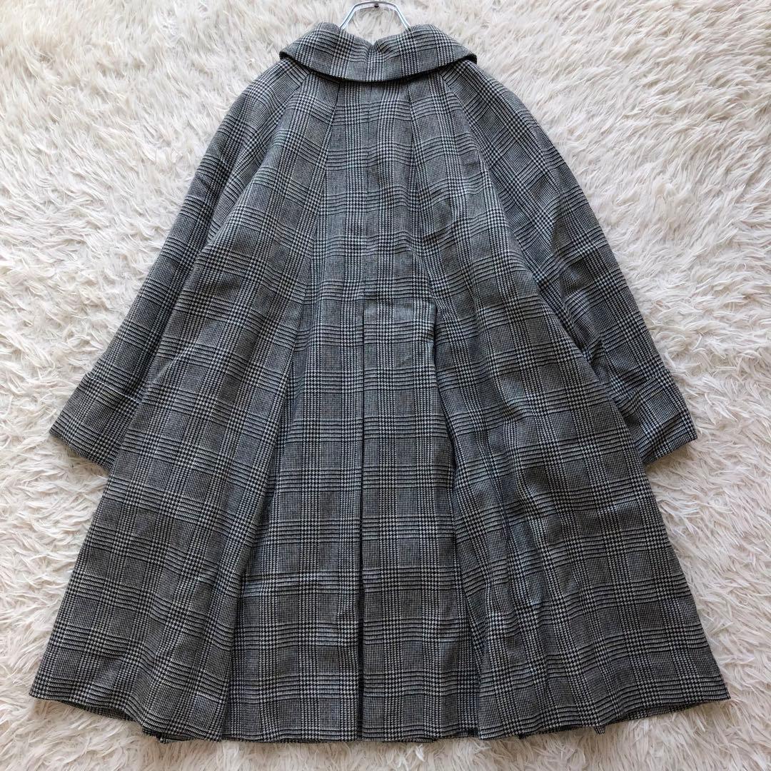 【現行 極美品】ロイスクレヨン　ロングコート　黒白　グレンチェック　総柄　比翼