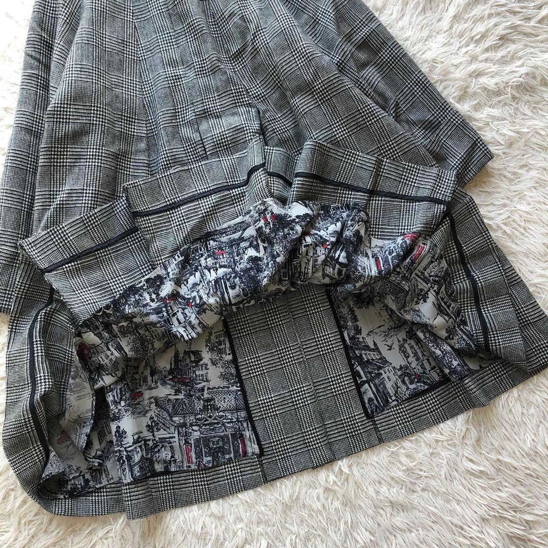 【現行 極美品】ロイスクレヨン　ロングコート　黒白　グレンチェック　総柄　比翼