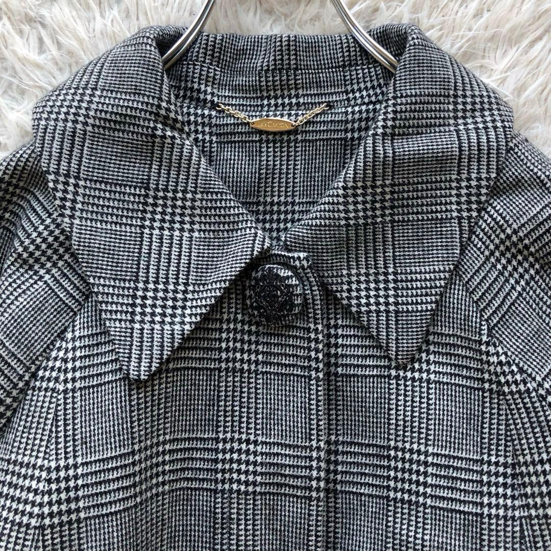 【現行 極美品】ロイスクレヨン　ロングコート　黒白　グレンチェック　総柄　比翼