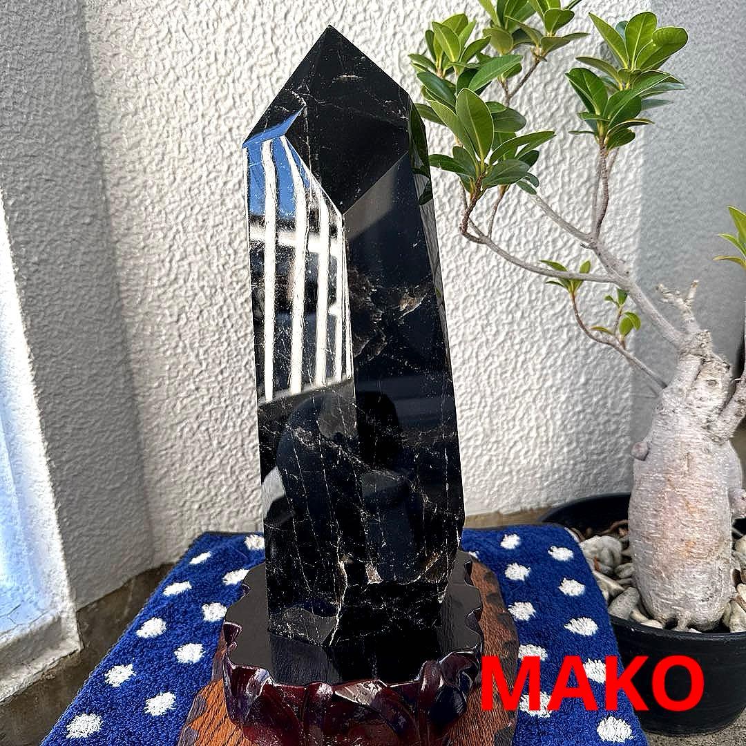 M1832☆黒水晶(モリオン)六角柱6.4Kg☆天然石　原石☆N50901-A