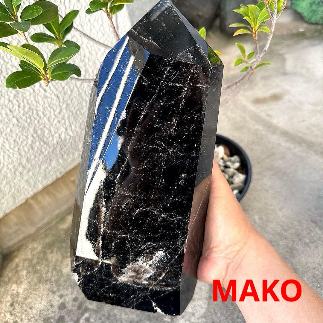 M1832☆黒水晶(モリオン)六角柱6.4Kg☆天然石　原石☆N50901-A