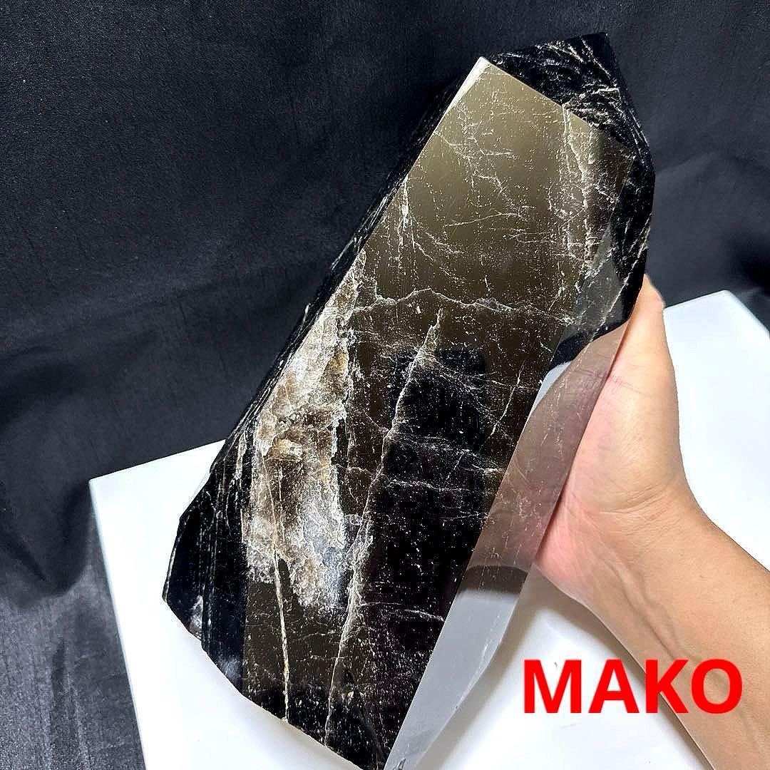 M1832☆黒水晶(モリオン)六角柱6.4Kg☆天然石　原石☆N50901-A