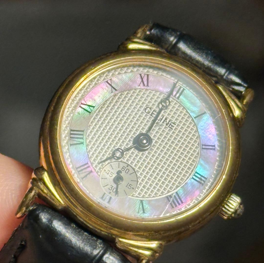 【傷あり】CELINE　腕時計　ピンクシェル