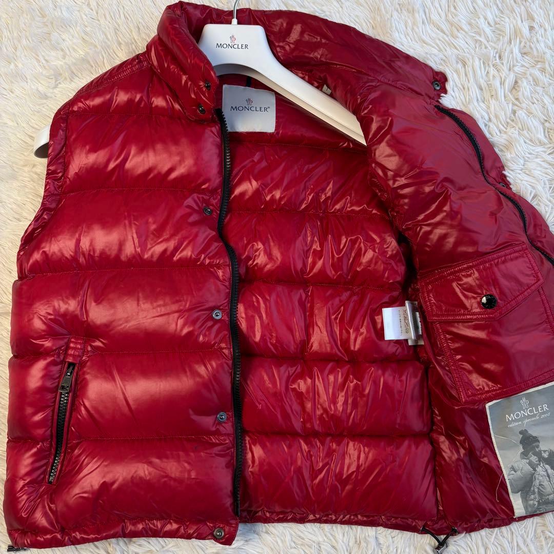 モンクレール ダウン ベスト TIB 光沢 ダブルジップ LAMPO レッド