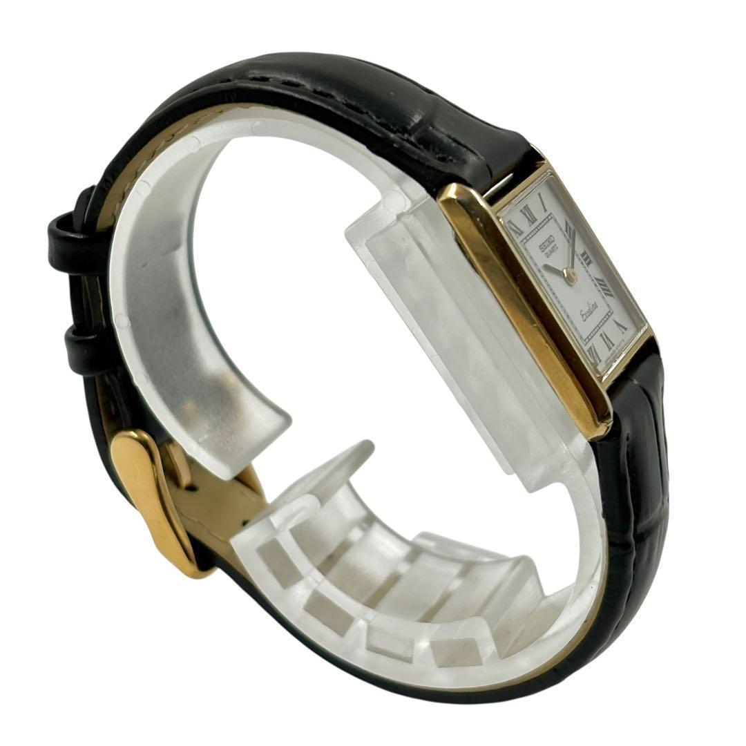 希少 セイコー エクセリーヌ 腕時計 スクエア ローマ文字盤 ゴールド 白文字盤