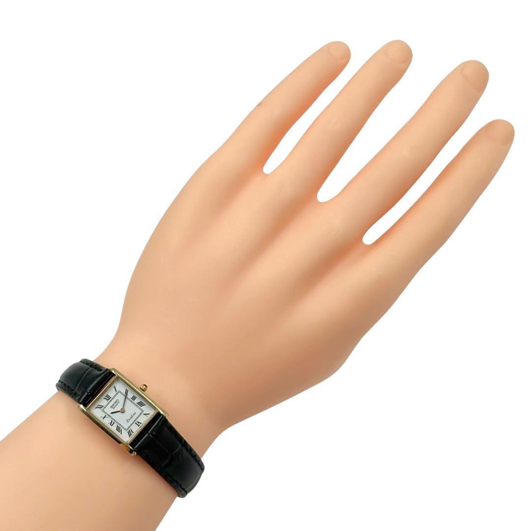 希少 セイコー エクセリーヌ 腕時計 スクエア ローマ文字盤 ゴールド 白文字盤