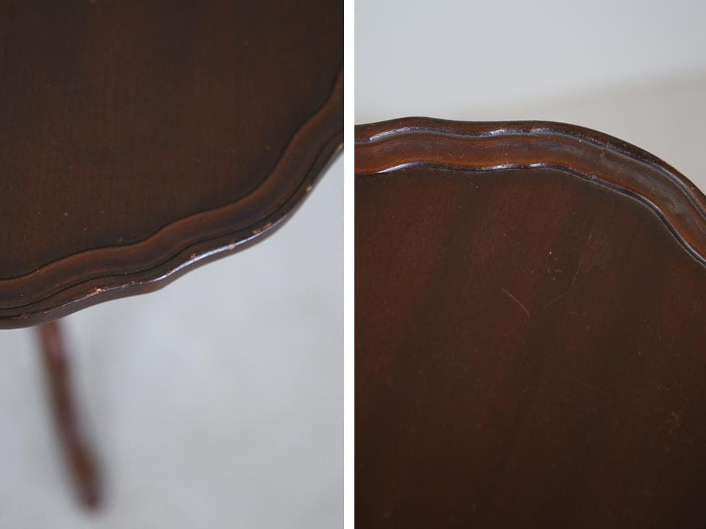 英国アンティーク木製ワインテーブル/サイドテーブル/丸机/飾り棚(89-15)