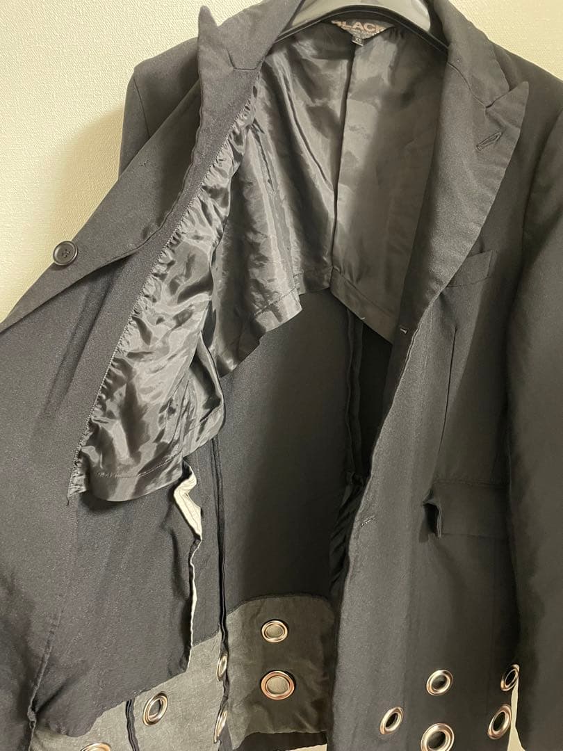 BLACK コムデギャルソン ポリ縮 ハトメチェスターコート XSサイ