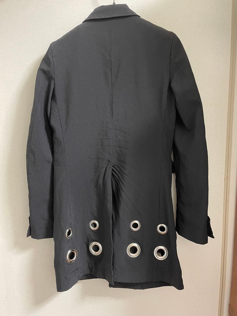 BLACK コムデギャルソン ポリ縮 ハトメチェスターコート XSサイ