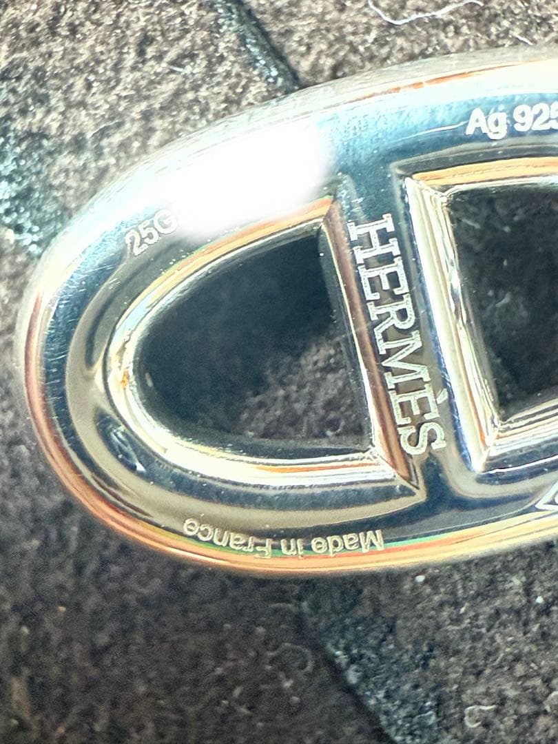 エルメス　ファランドール　シェーヌダンクル　ピアス　MM　シルバー