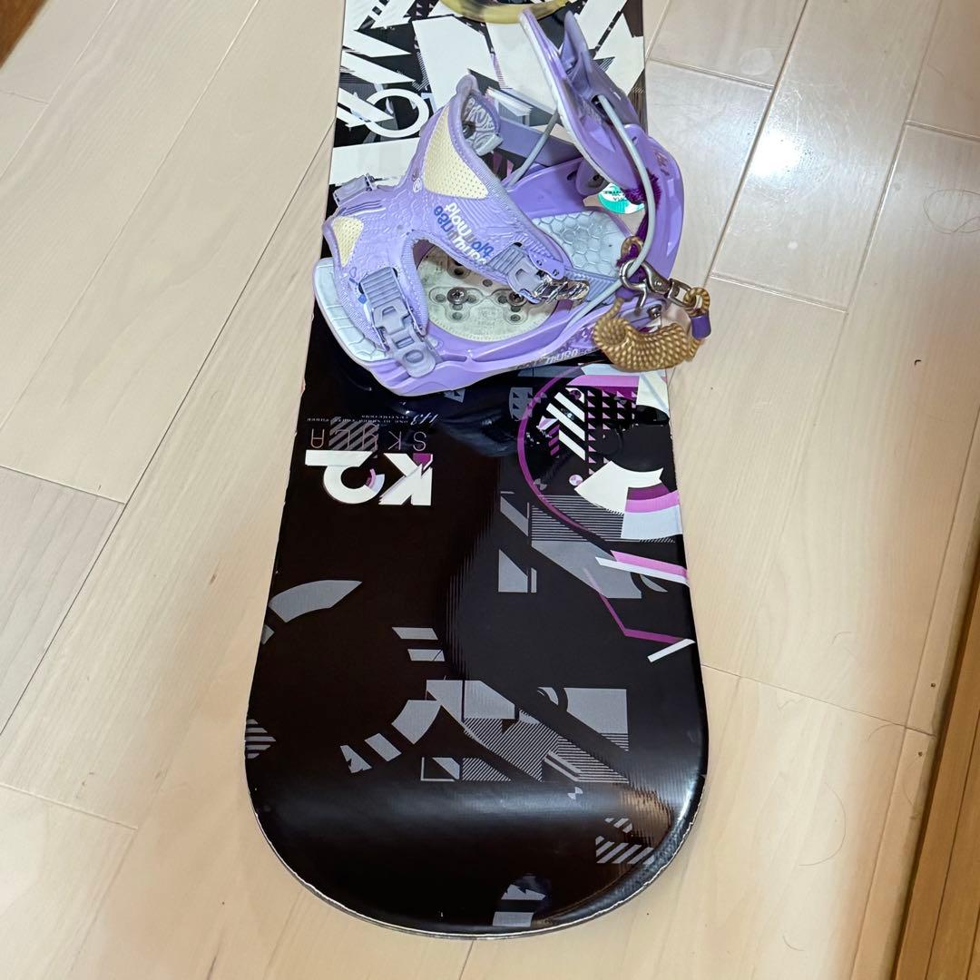 143cm K2 スノーボード 黒 紫 バッグ付き初心者女性レディース格安セット