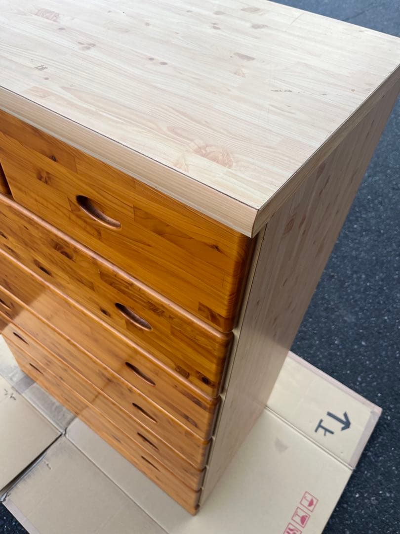 パイン材　木製 六段チェスト ハイチェスト タンス 洋服 収納 箪笥