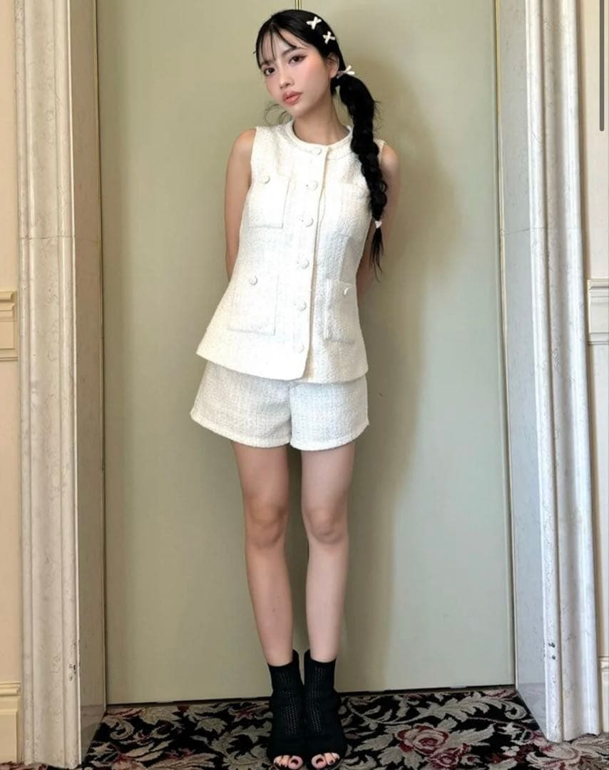 darich サマーツイードコンパクトショートパンツ Sサイズ WHT