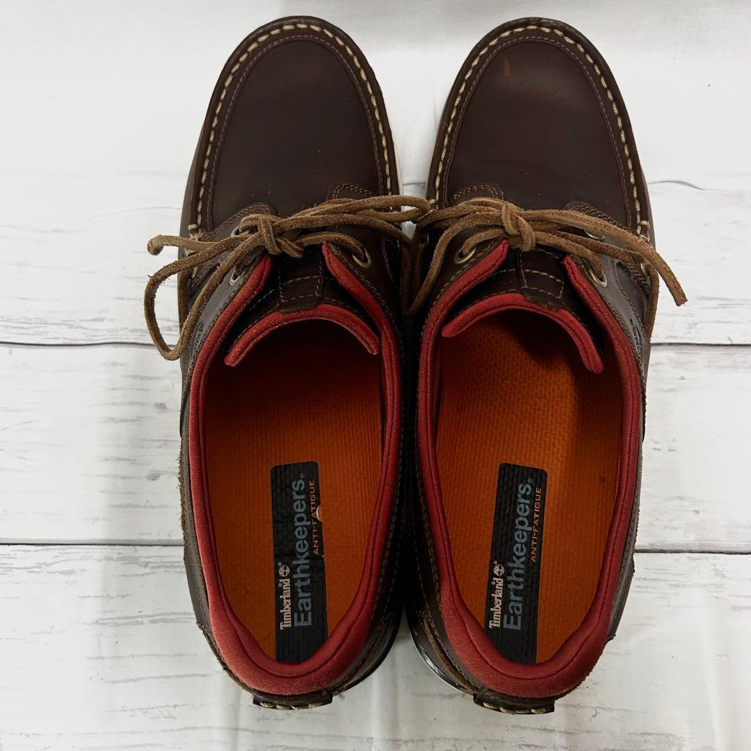 Timberland UK8 ブラウン ボートシューズ デッキシューズ モカシン
