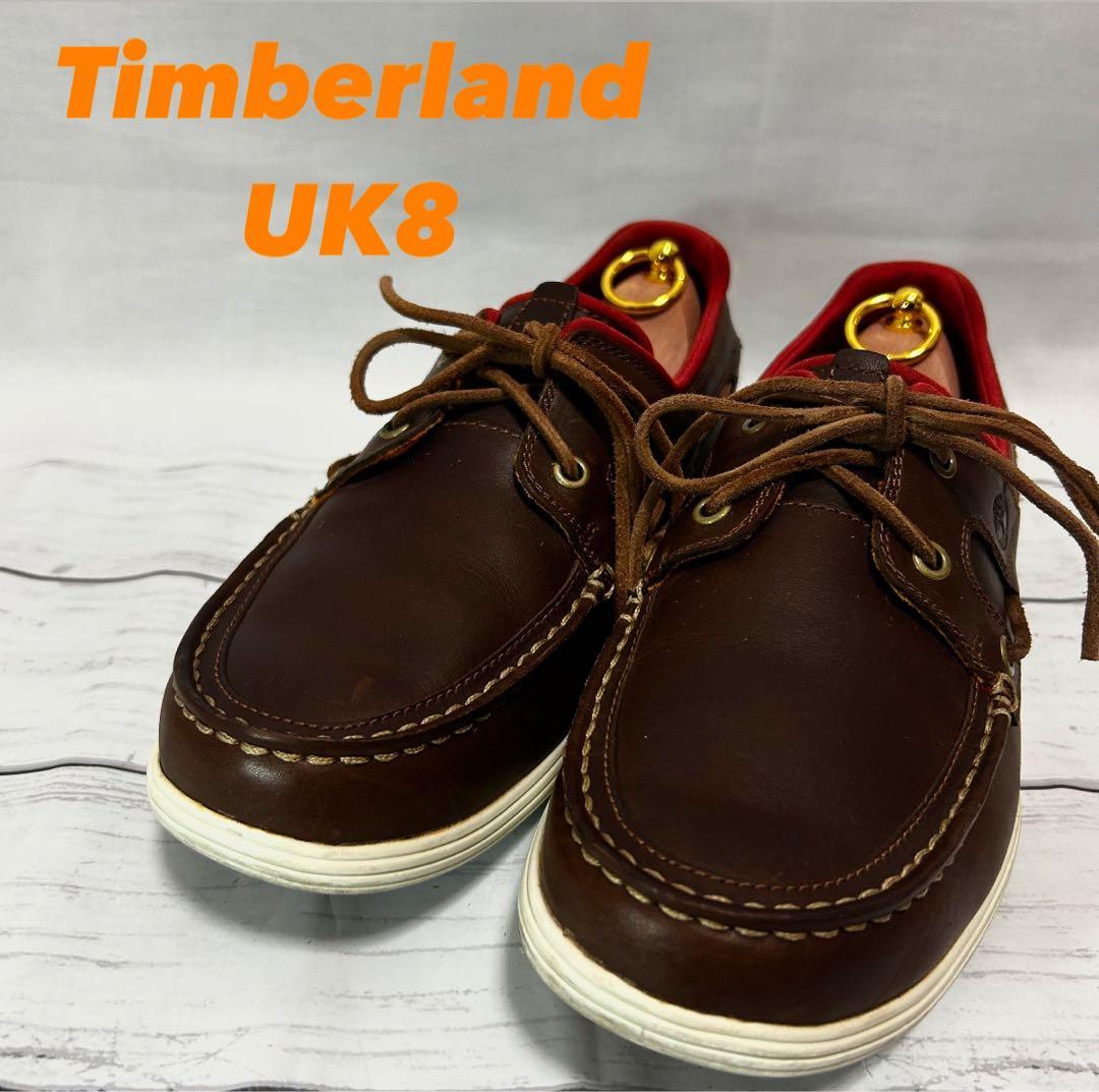 Timberland UK8 ブラウン ボートシューズ デッキシューズ モカシン