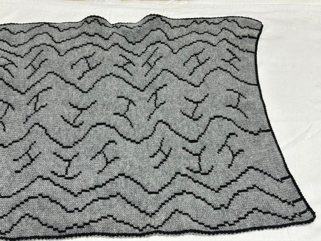 HEREMES100%カシミアブラックグレーリバーシブルマフラーニット帽セット