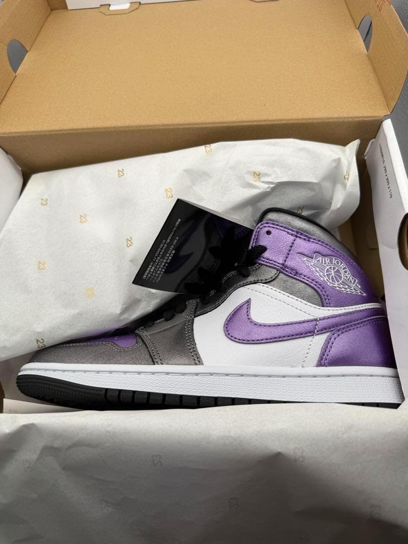 NIKE エアジョーダン1 MID SE 白紫 24.5