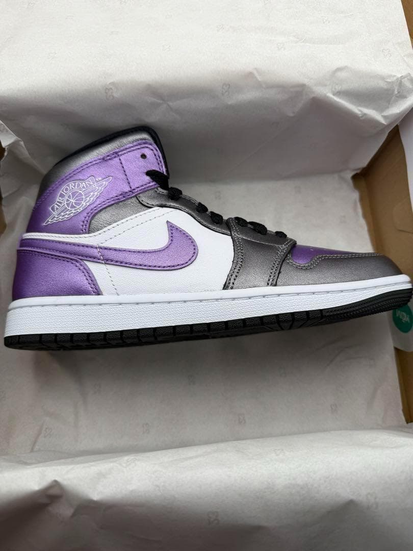 NIKE エアジョーダン1 MID SE 白紫 24.5