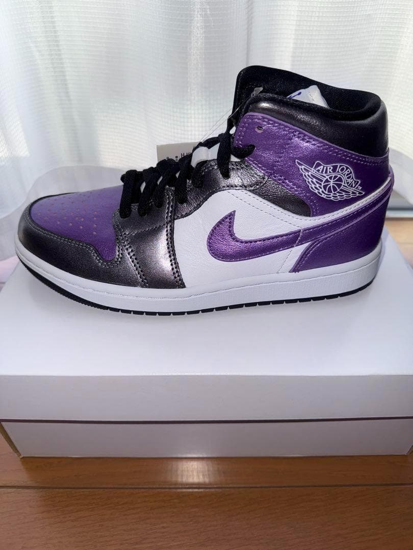 NIKE エアジョーダン1 MID SE 白紫 24.5