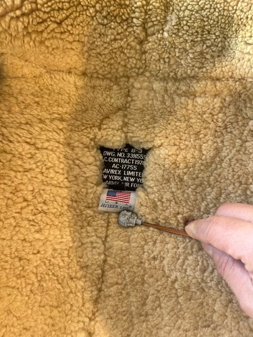 AVIREX B-3 リアルムートン USA製 size38