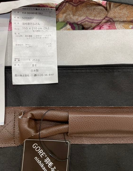 西川　高級羽毛掛けふとん　新品未開封　送料込み