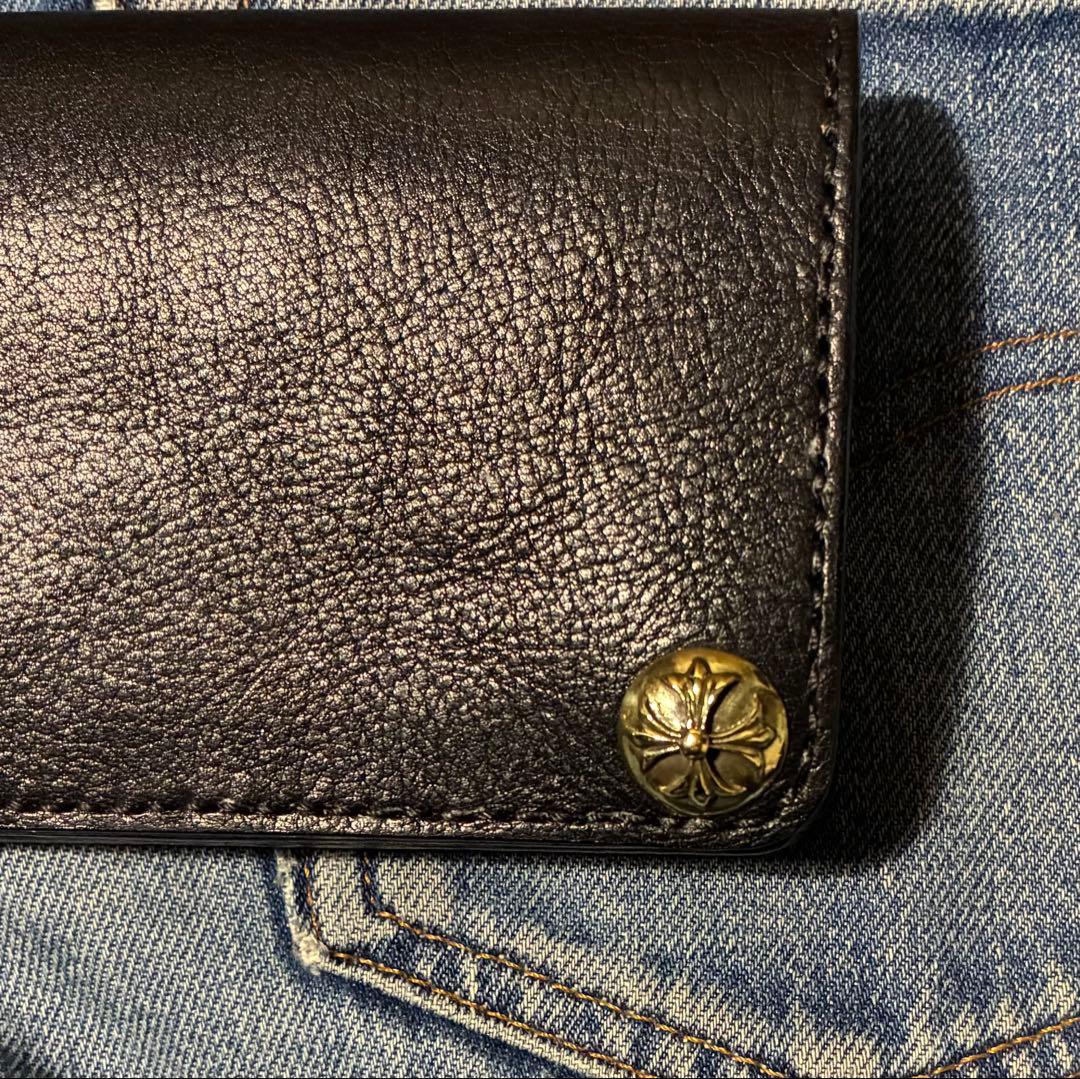 トラッカーウォレット　ミドル　シュリンク　ブラスゴールド　クロスボールコンチョ