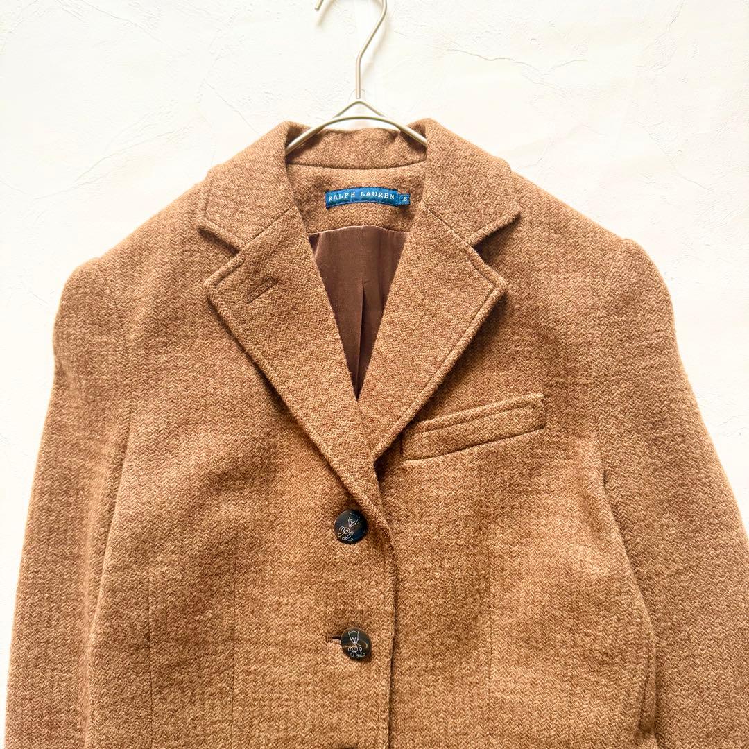 ラルフローレン　ウールテーラードジャケット　ヘリンボーン　キツネボタン　総裏地