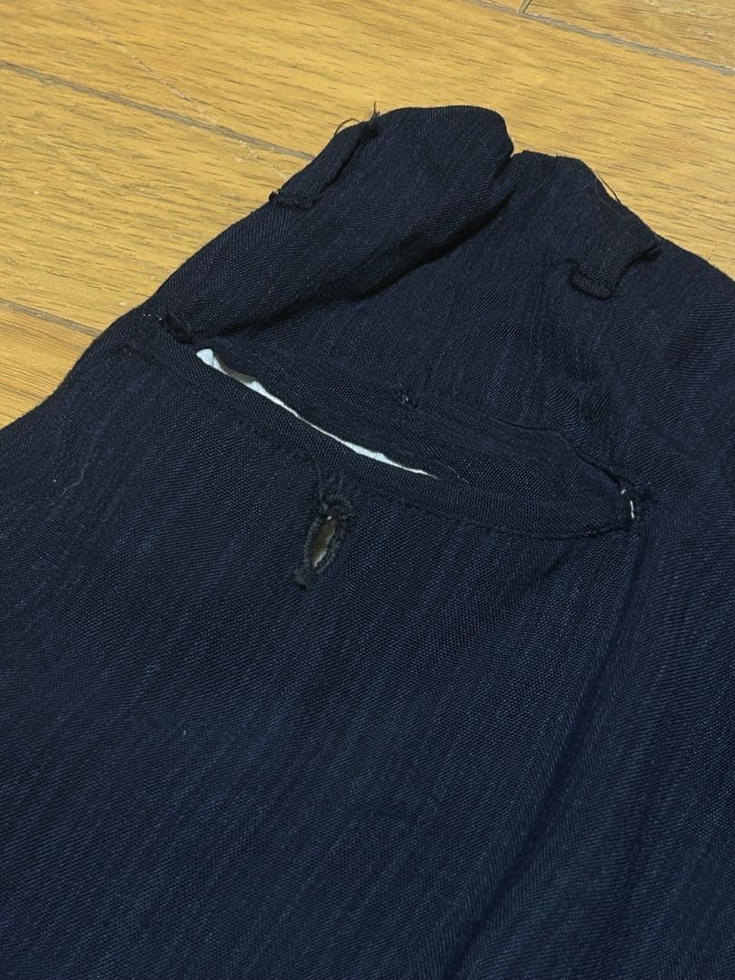 パンツ 50s Black rayon slacks. Blue stripe.