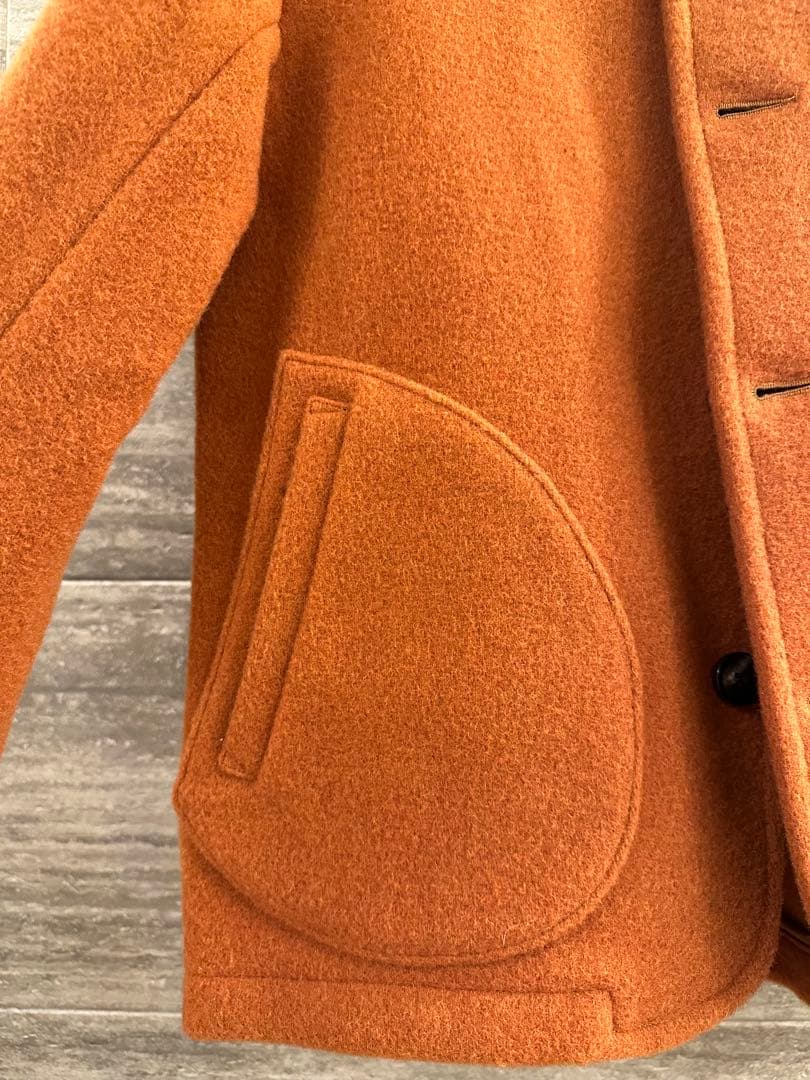 DANTON ウールノーカラーコート オレンジ
