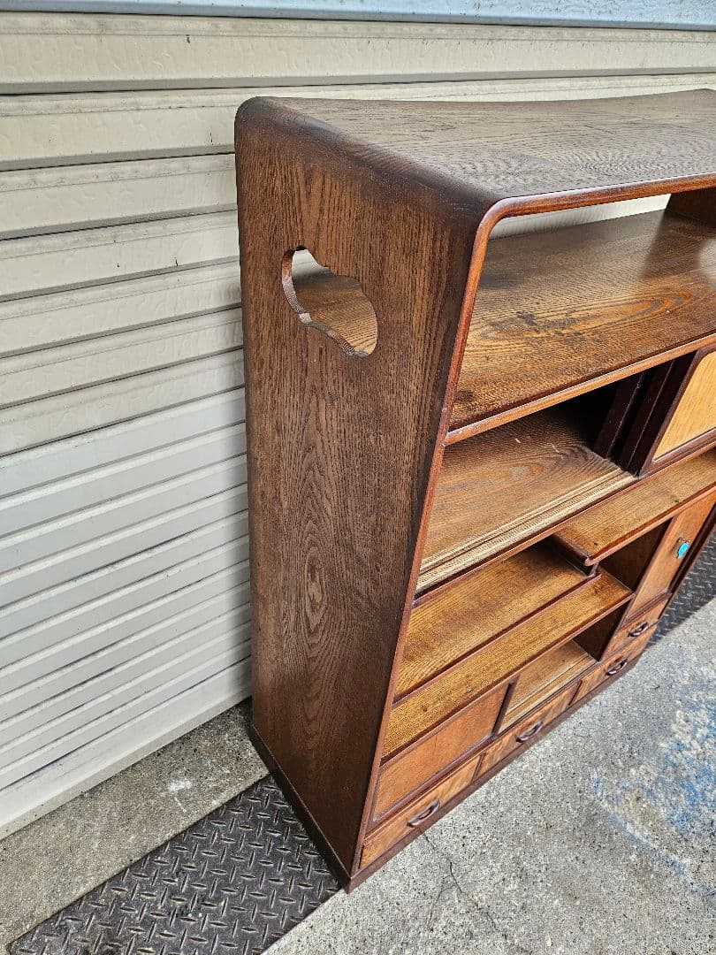 japan vintage 水屋箪笥 茶箪笥 飾り棚 杢目 木製 無垢材 和家具