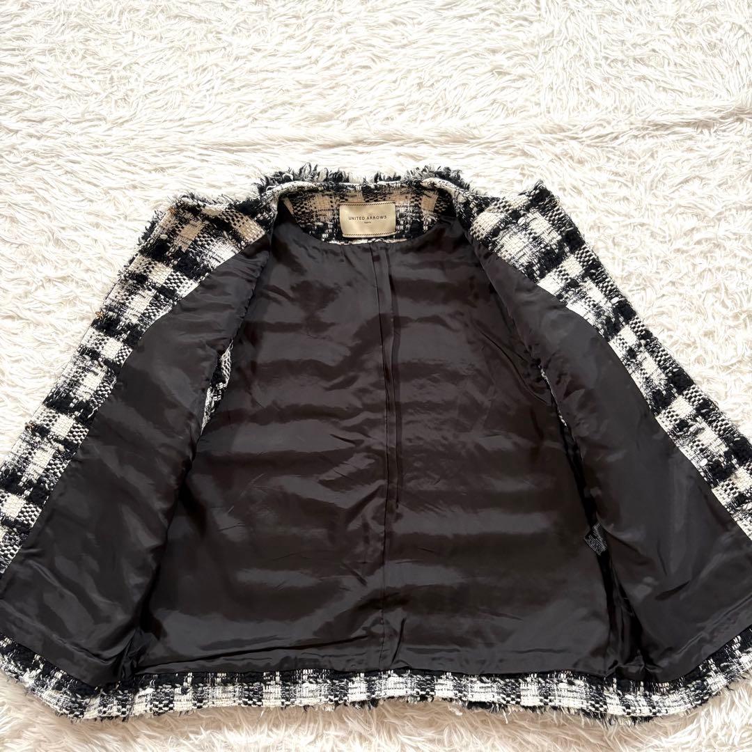 美品✨ユナイテッドアローズ　チェック ツイード ベスト　チドリ　金ボタン　36