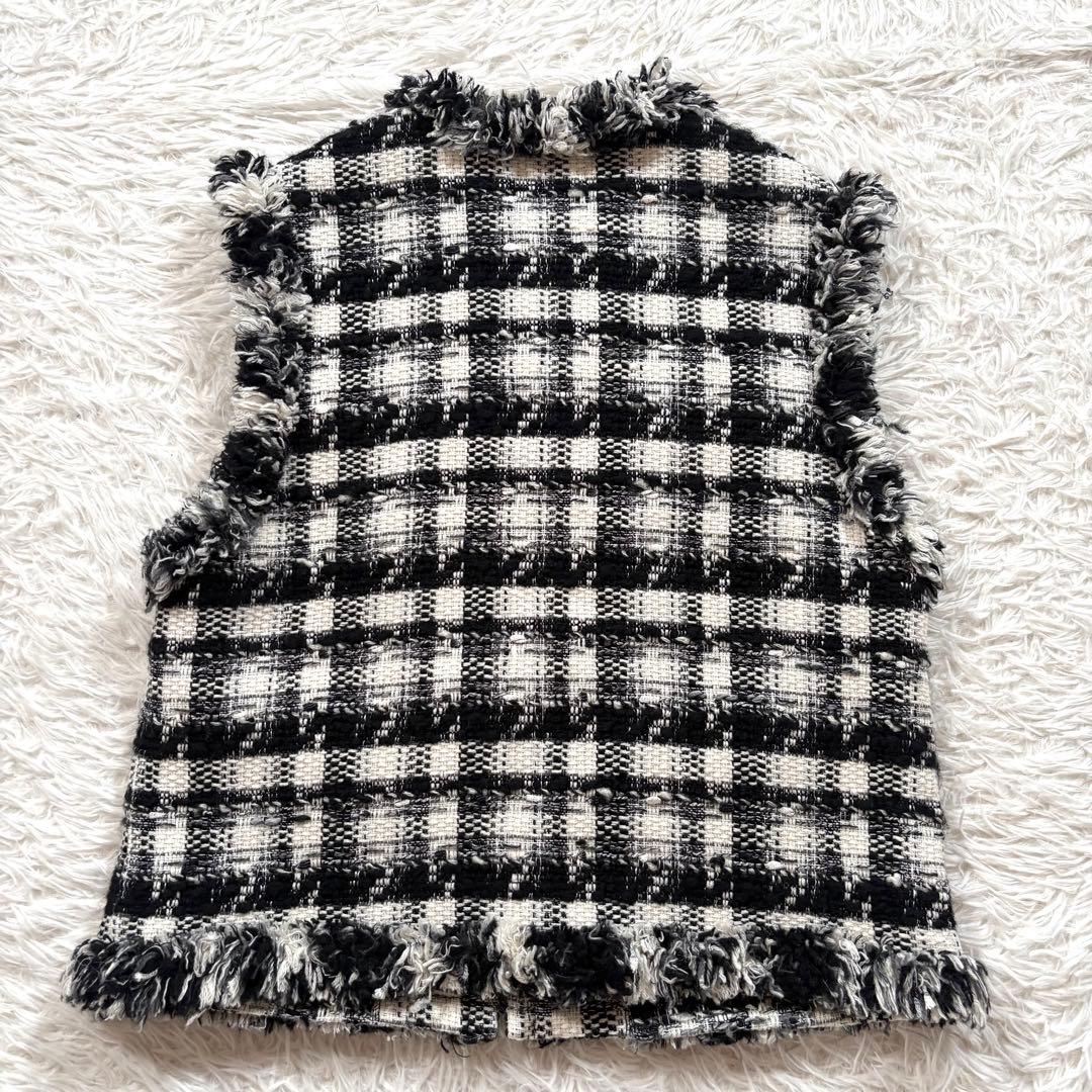 美品✨ユナイテッドアローズ　チェック ツイード ベスト　チドリ　金ボタン　36