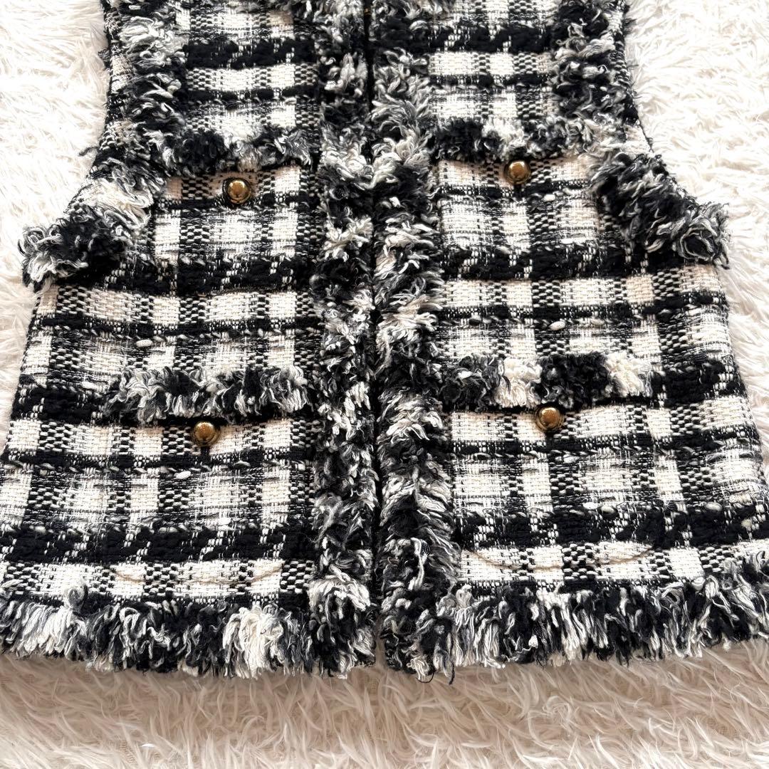 美品✨ユナイテッドアローズ　チェック ツイード ベスト　チドリ　金ボタン　36