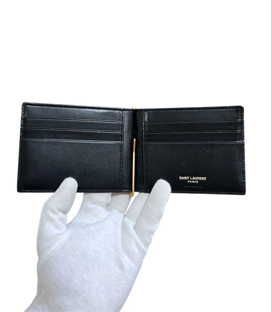 【小石】SAINT LAURENT クロコダイルレザー マネークリップ