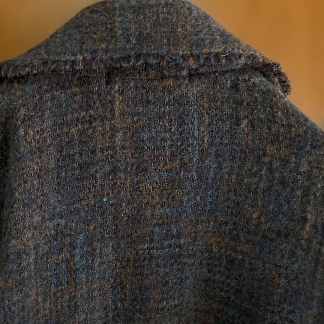 45R　ミックスツィードウール　ロングコート　ピン付き