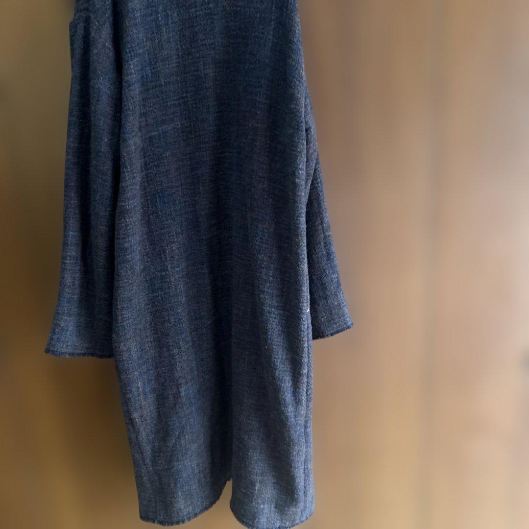 45R　ミックスツィードウール　ロングコート　ピン付き