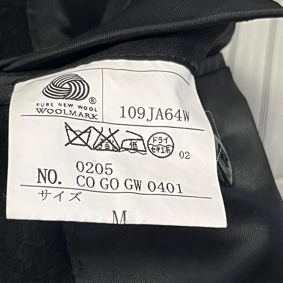 美品【五大陸】 ブラック 高品質 ウール コート Mサイズ ウールマーク 黒