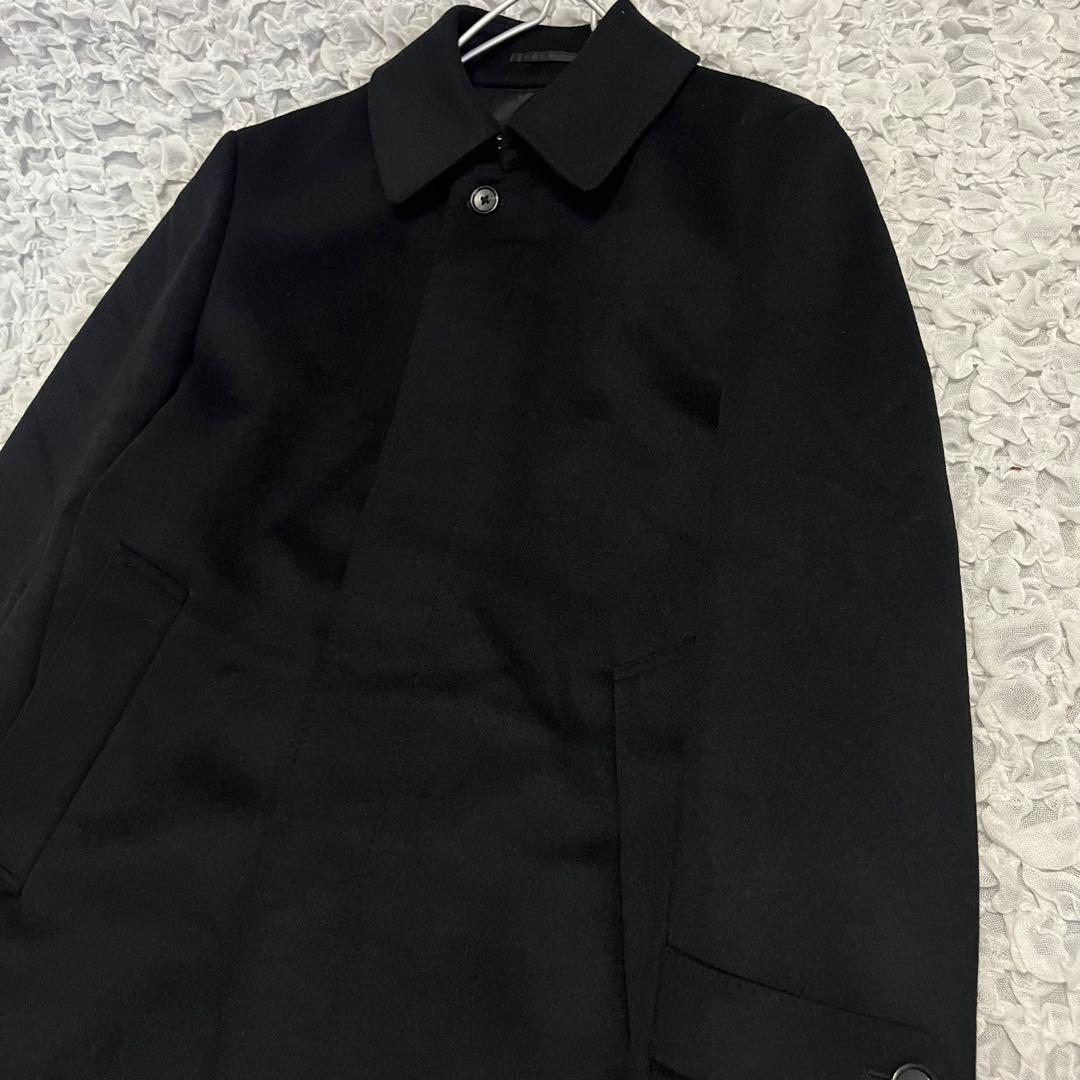 美品【五大陸】 ブラック 高品質 ウール コート Mサイズ ウールマーク 黒