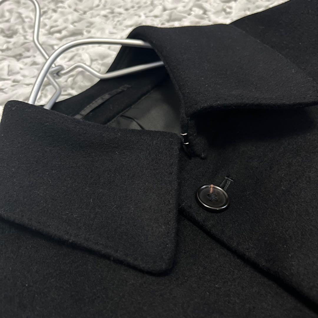 美品【五大陸】 ブラック 高品質 ウール コート Mサイズ ウールマーク 黒