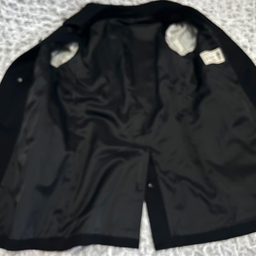 美品【五大陸】 ブラック 高品質 ウール コート Mサイズ ウールマーク 黒