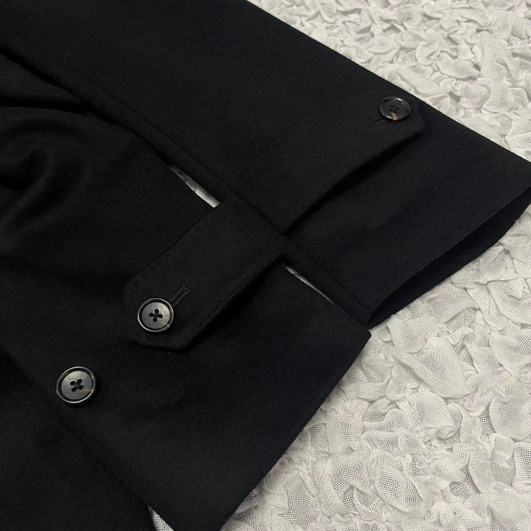 美品【五大陸】 ブラック 高品質 ウール コート Mサイズ ウールマーク 黒