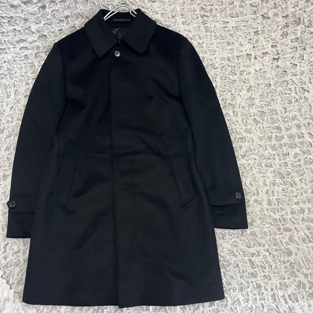 美品【五大陸】 ブラック 高品質 ウール コート Mサイズ ウールマーク 黒