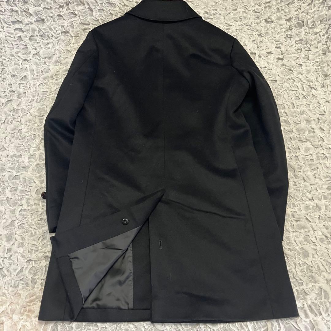美品【五大陸】 ブラック 高品質 ウール コート Mサイズ ウールマーク 黒