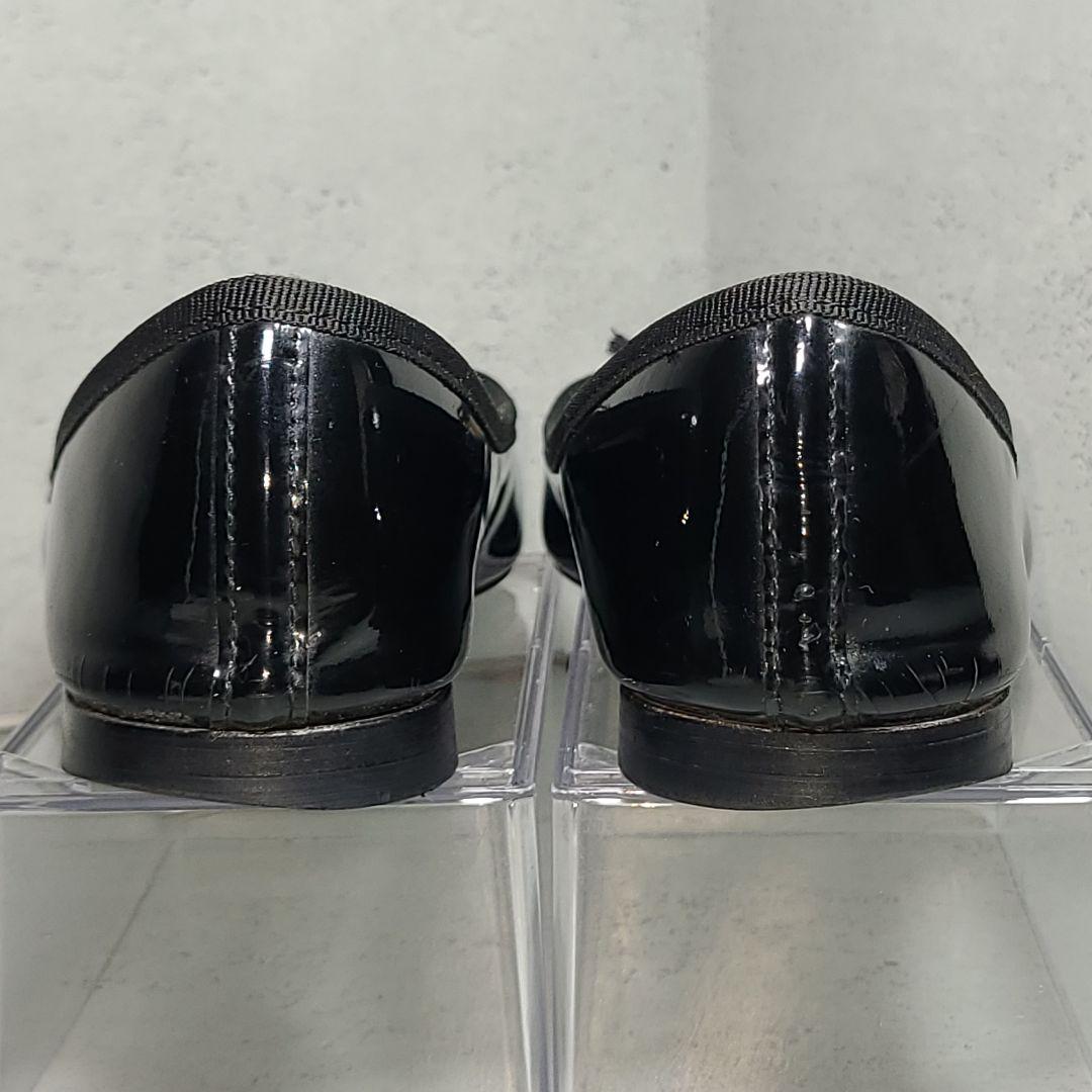371/2【Repetto】レペット　フラットバレエシューズ　エナメル　ブラック