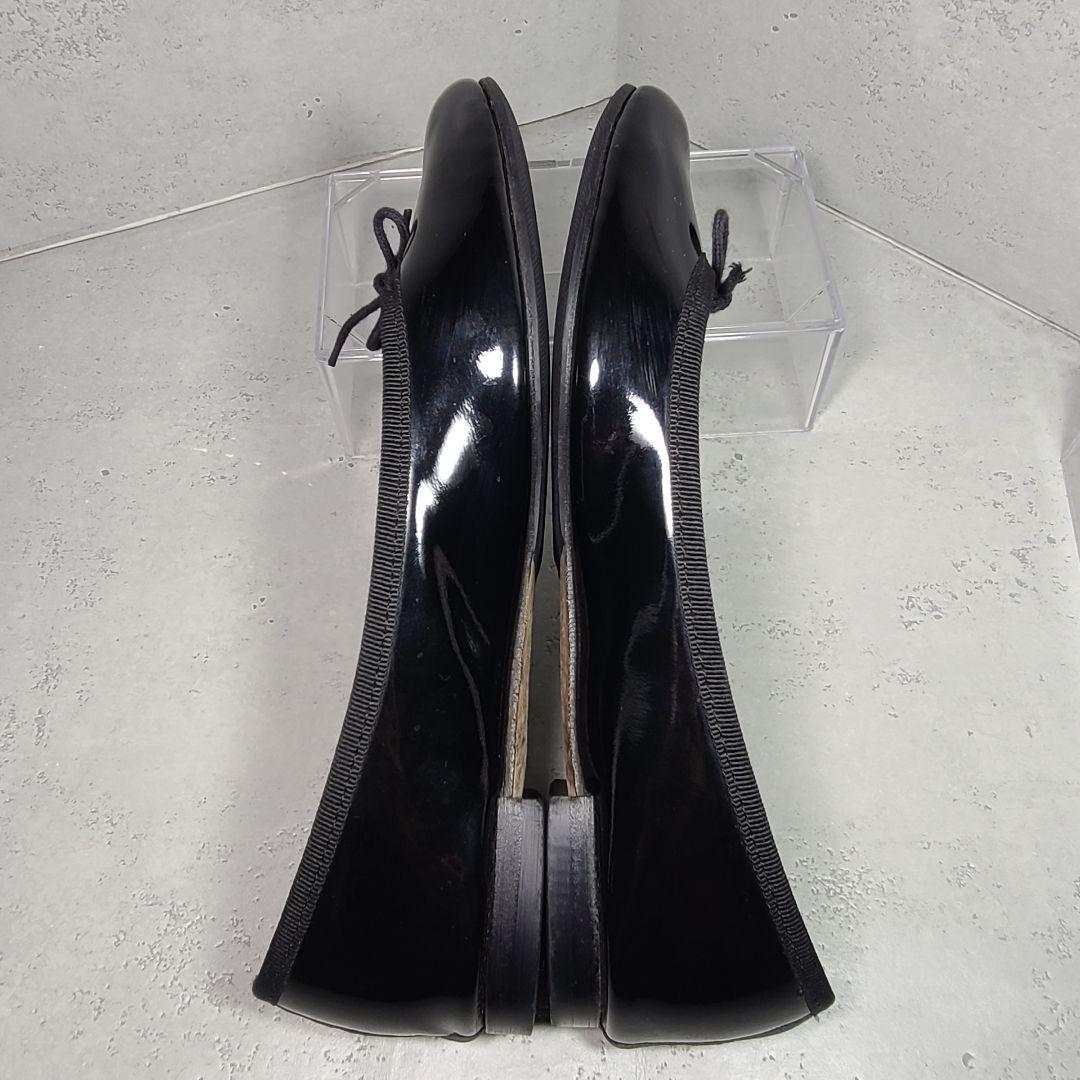 371/2【Repetto】レペット　フラットバレエシューズ　エナメル　ブラック